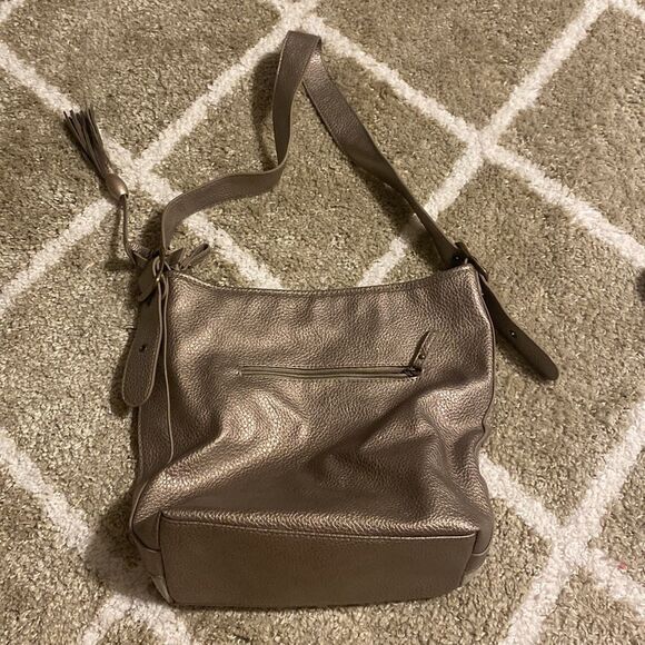 Vintage Bueno Gold Metallic and Suede Patched Shoulder Bag - Picture 7 of 9
